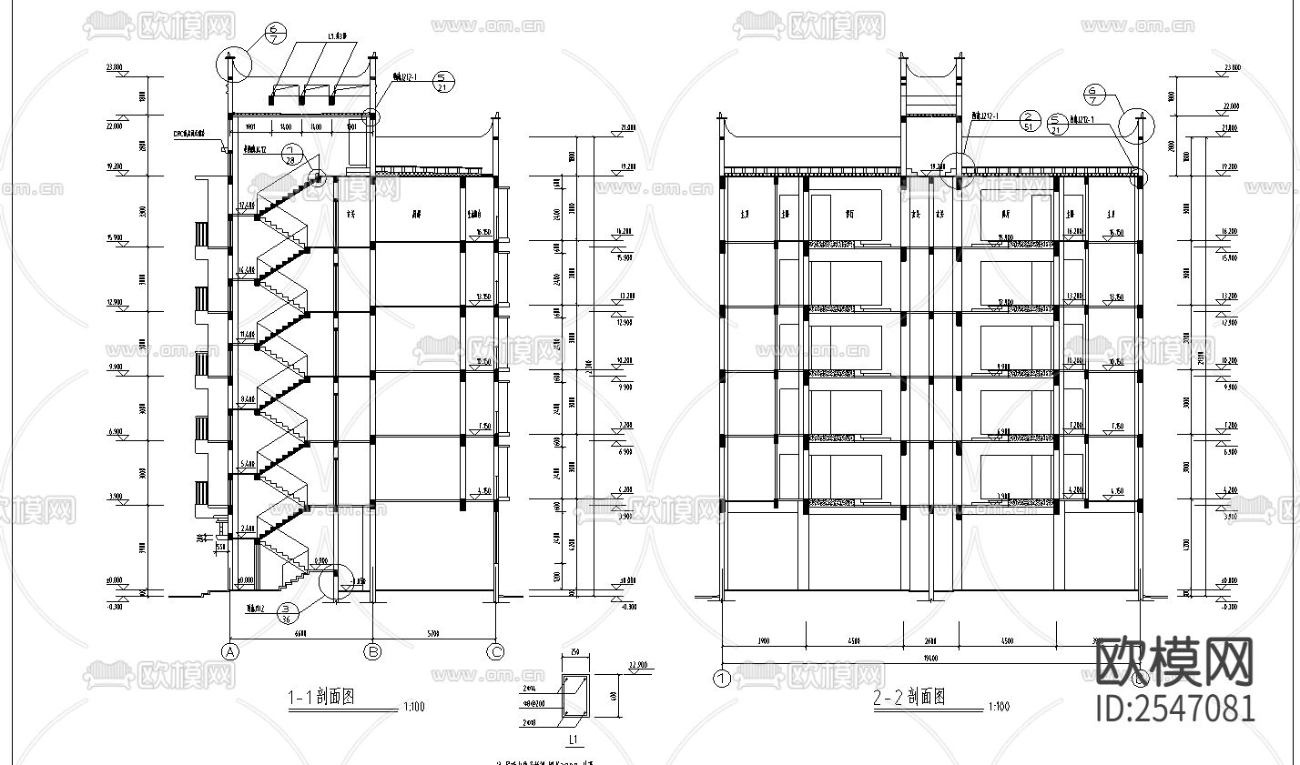 丹巴县某六层框架商住宅CAD施工图下载（渲染图3）