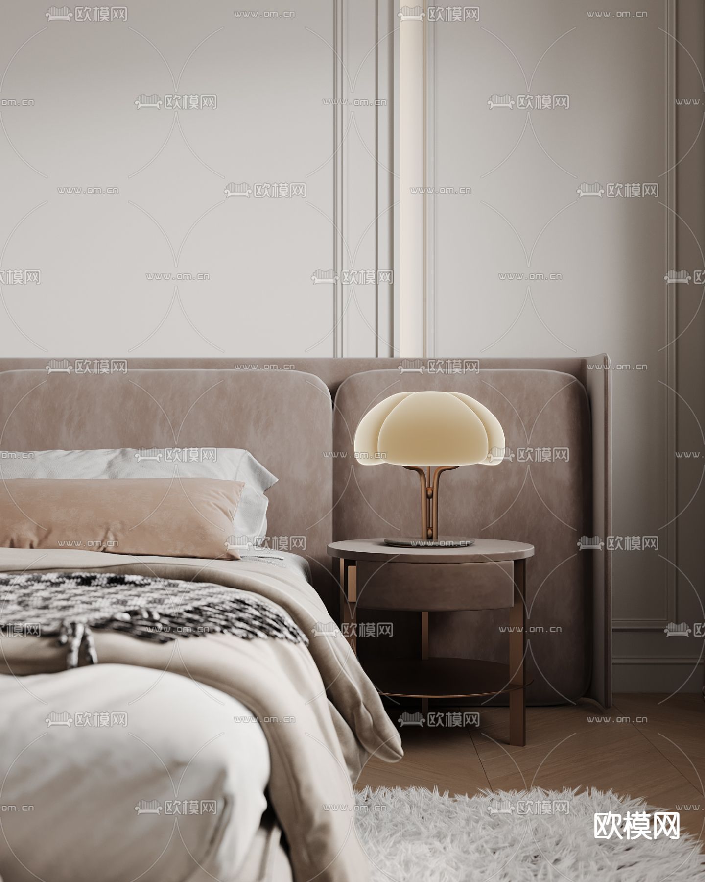 简欧卧室 主卧3d模型下载（渲染图2）