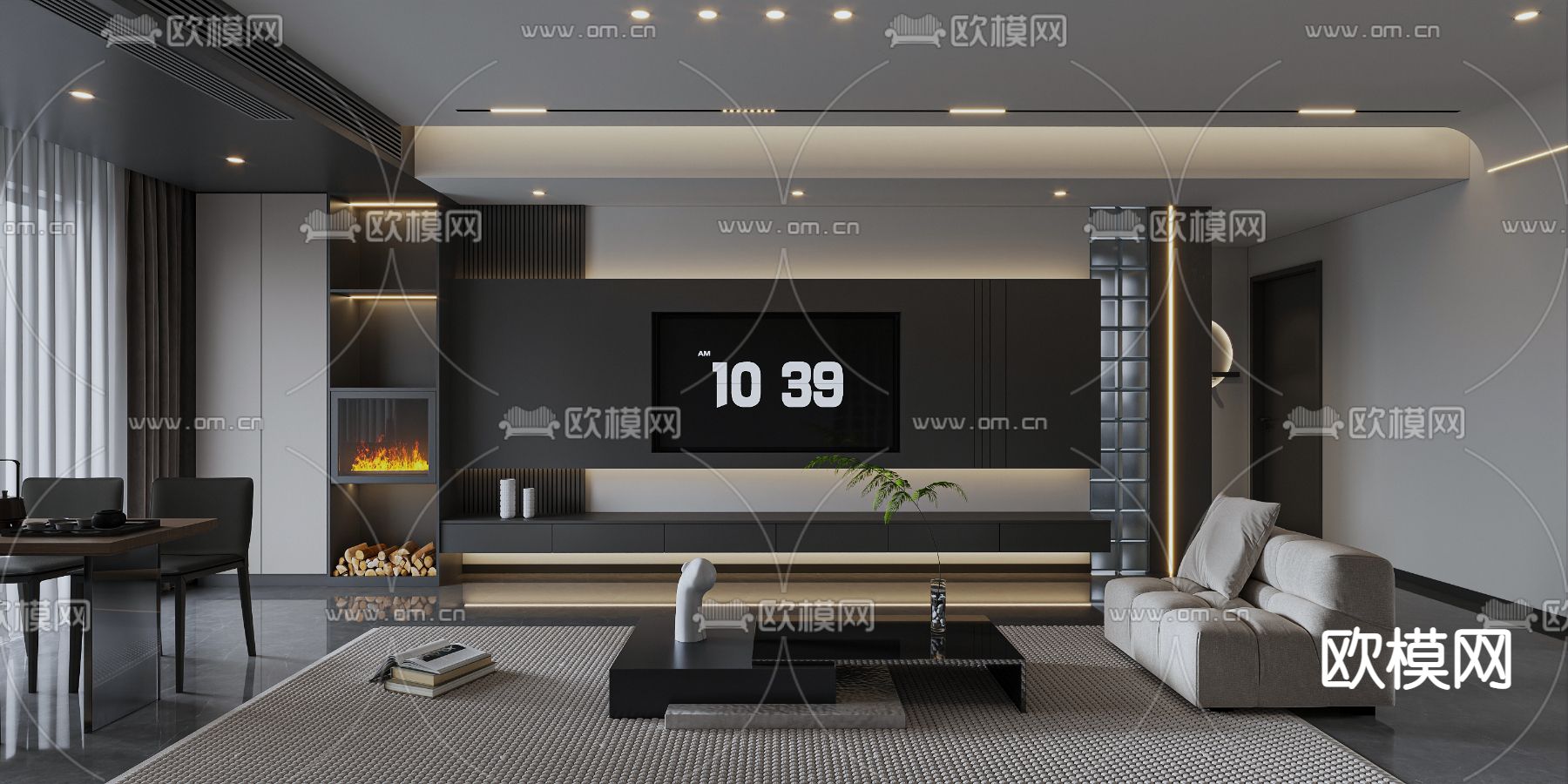 暗黑风客餐厅3d模型下载（渲染图4）