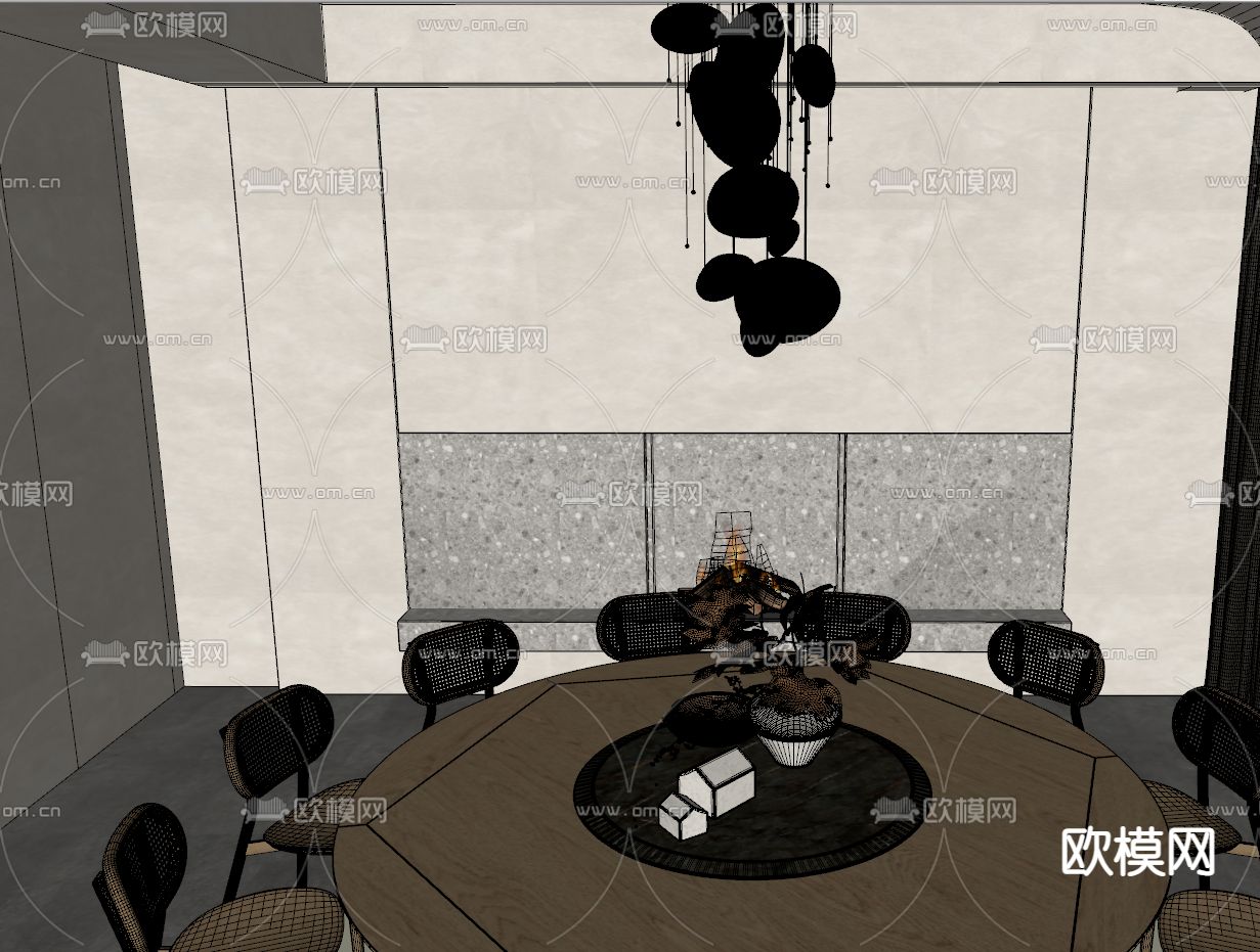 中餐厅包间 包房 包厢su模型