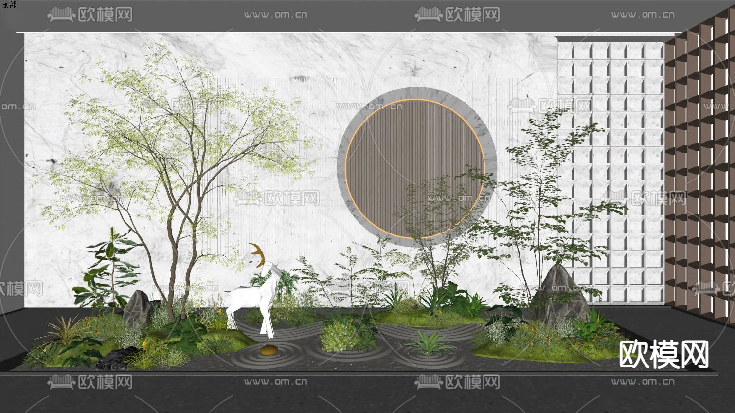 枯山水造景 植物堆su模型下载（渲染图2）