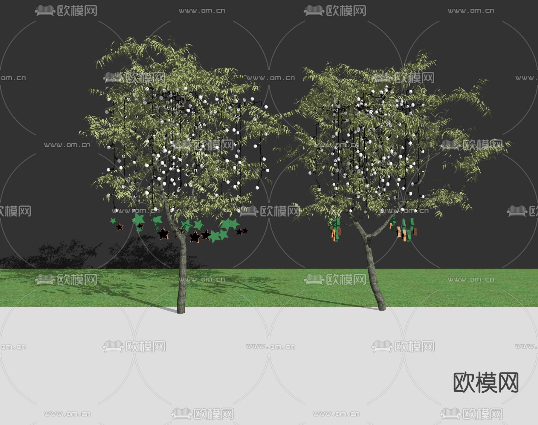 景观树灯 挂树灯 照树灯su模型下载（渲染图2）