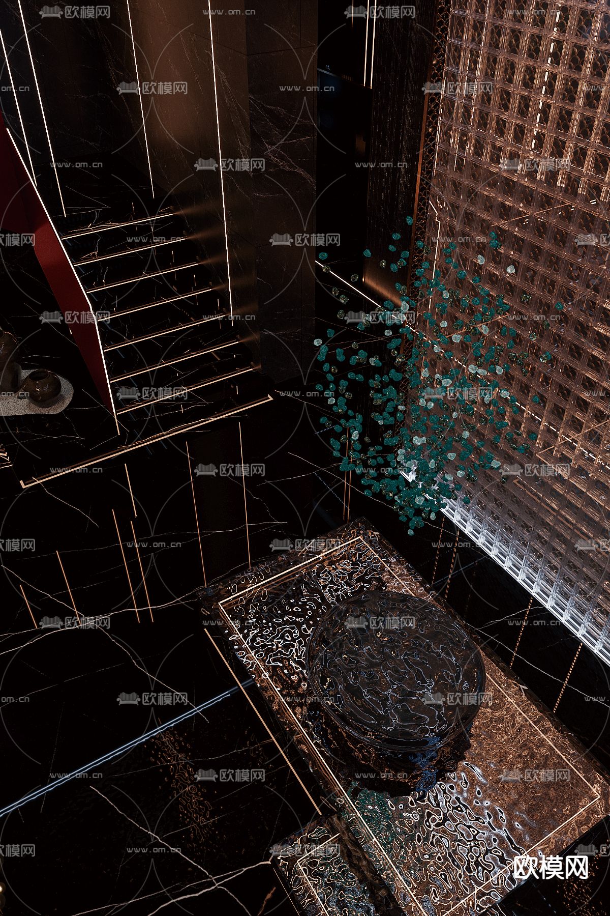 轻奢自助餐厅3d模型下载（渲染图3）