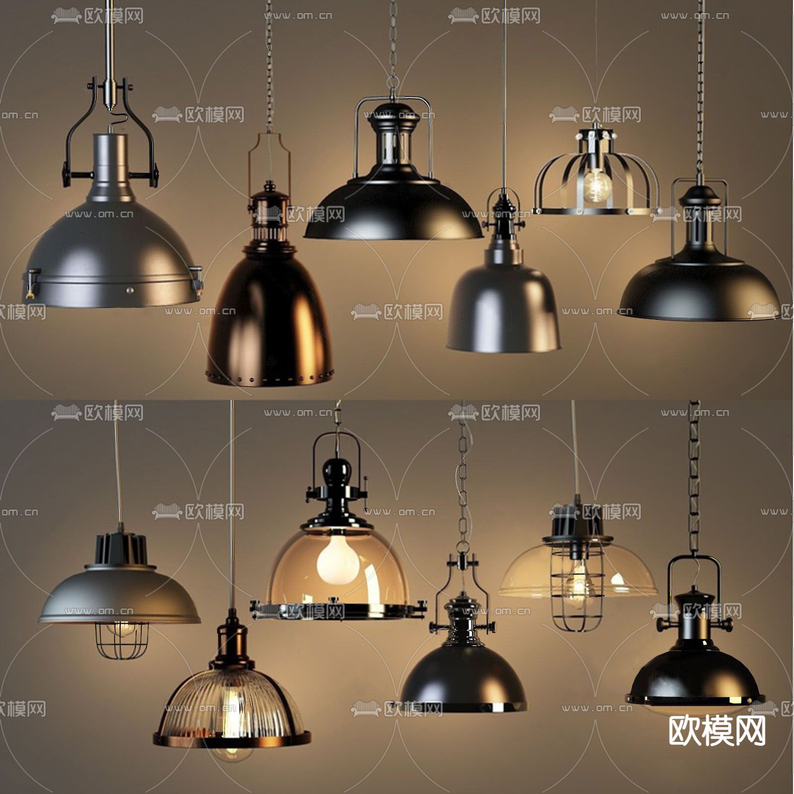 工业风吊灯su模型下载（渲染图1）