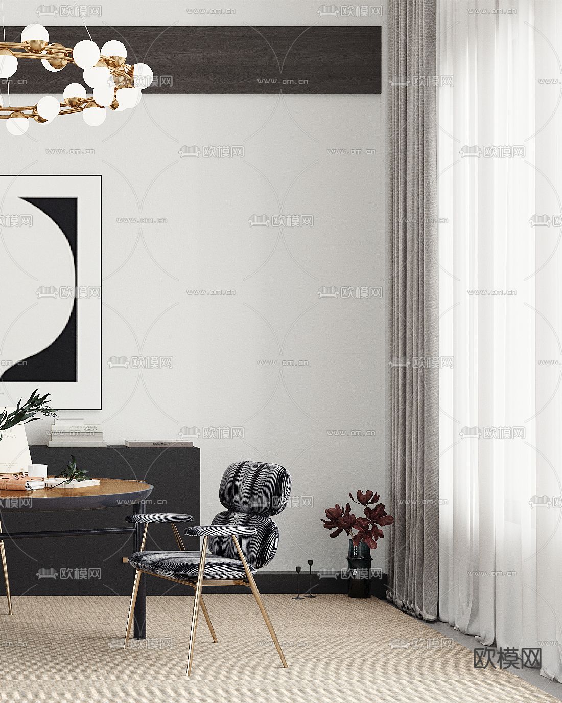 后现代餐厅su模型下载（渲染图3）