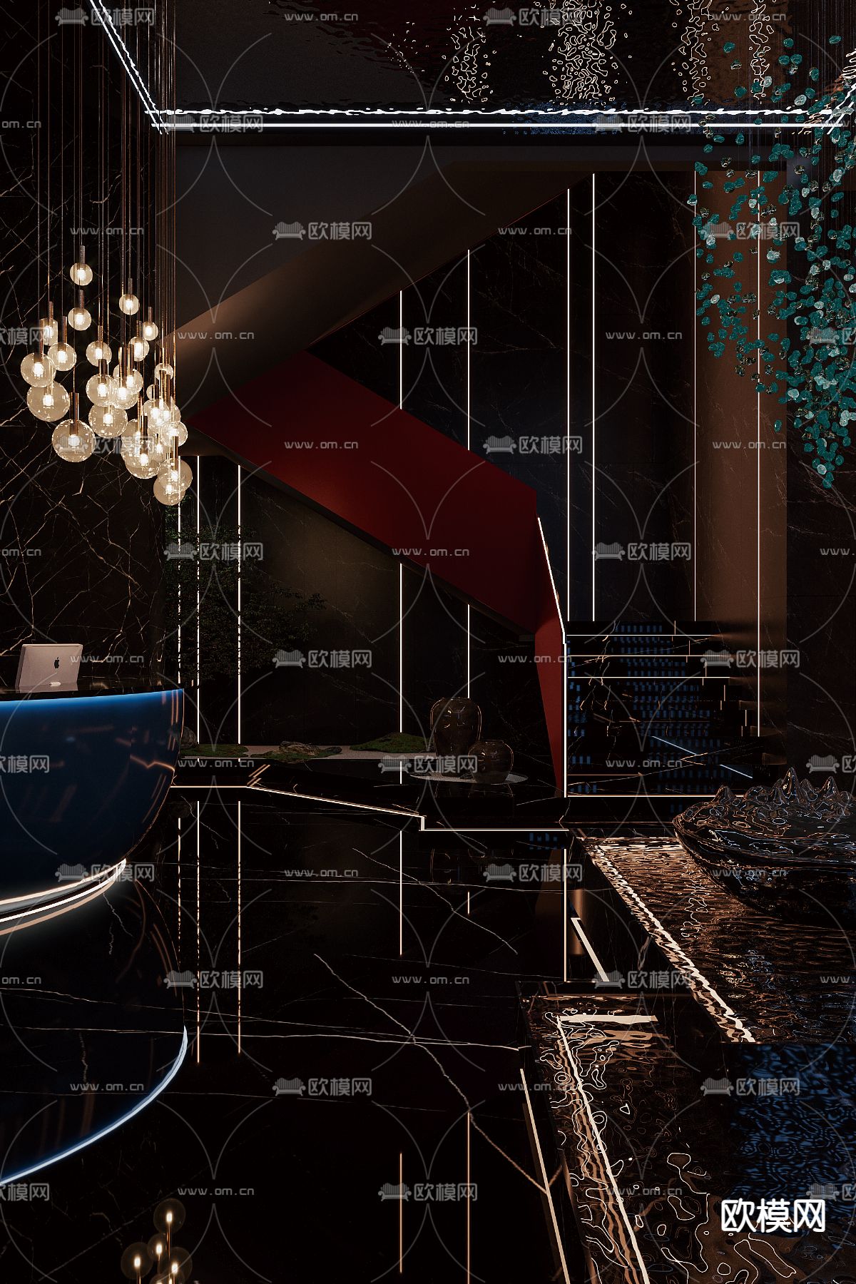 轻奢自助餐厅3d模型下载（渲染图6）