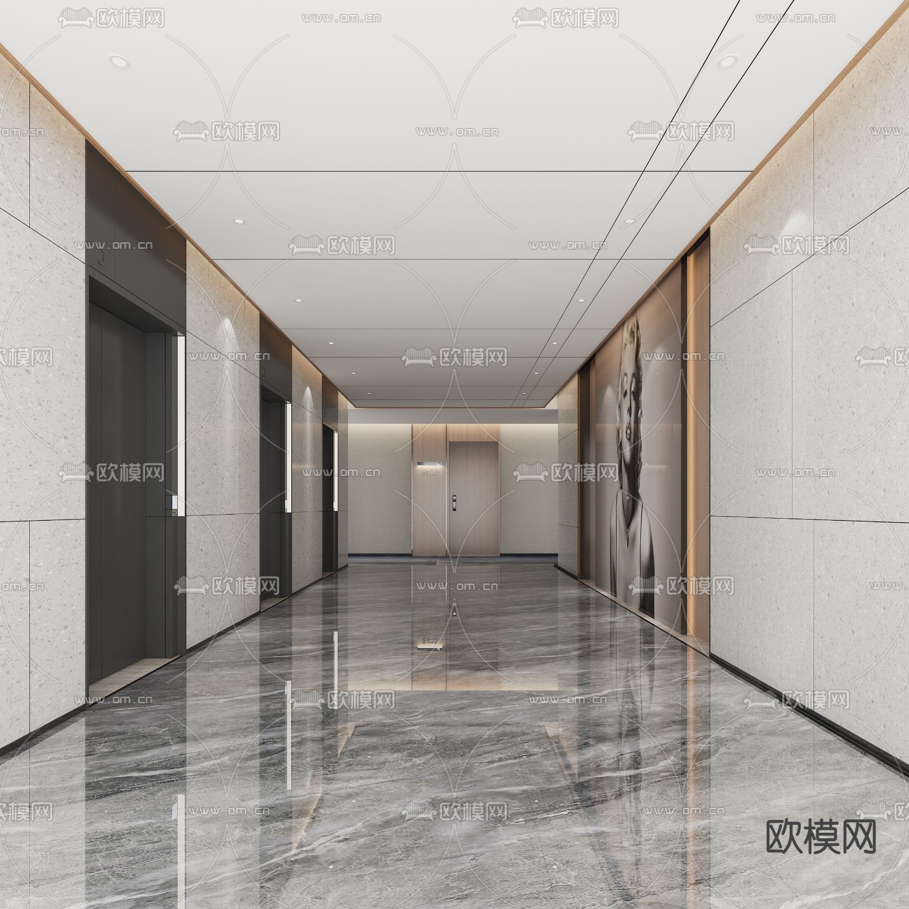 酒店电梯间 电梯厅3d模型下载