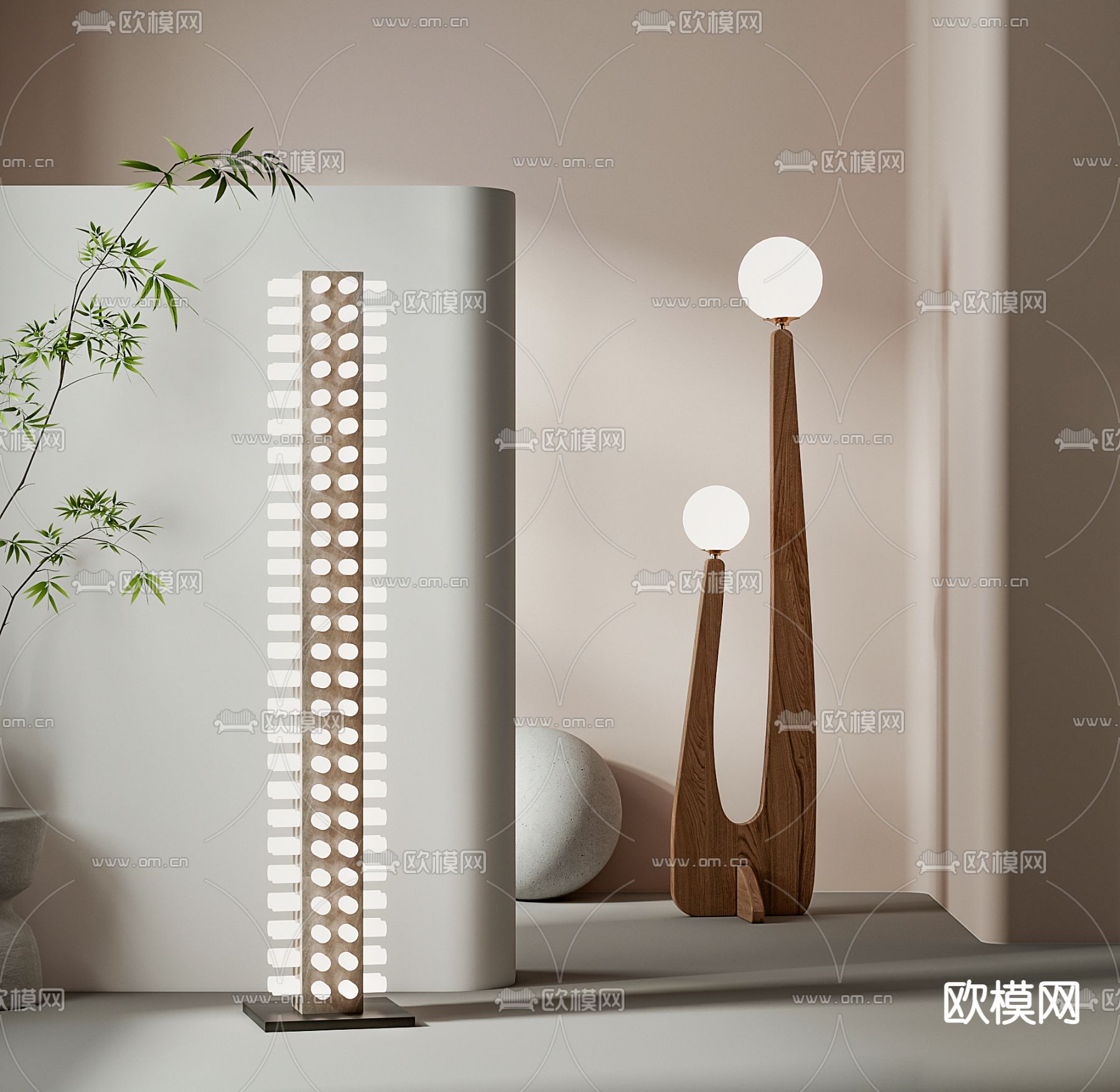 侘寂落地灯su模型下载（渲染图1）