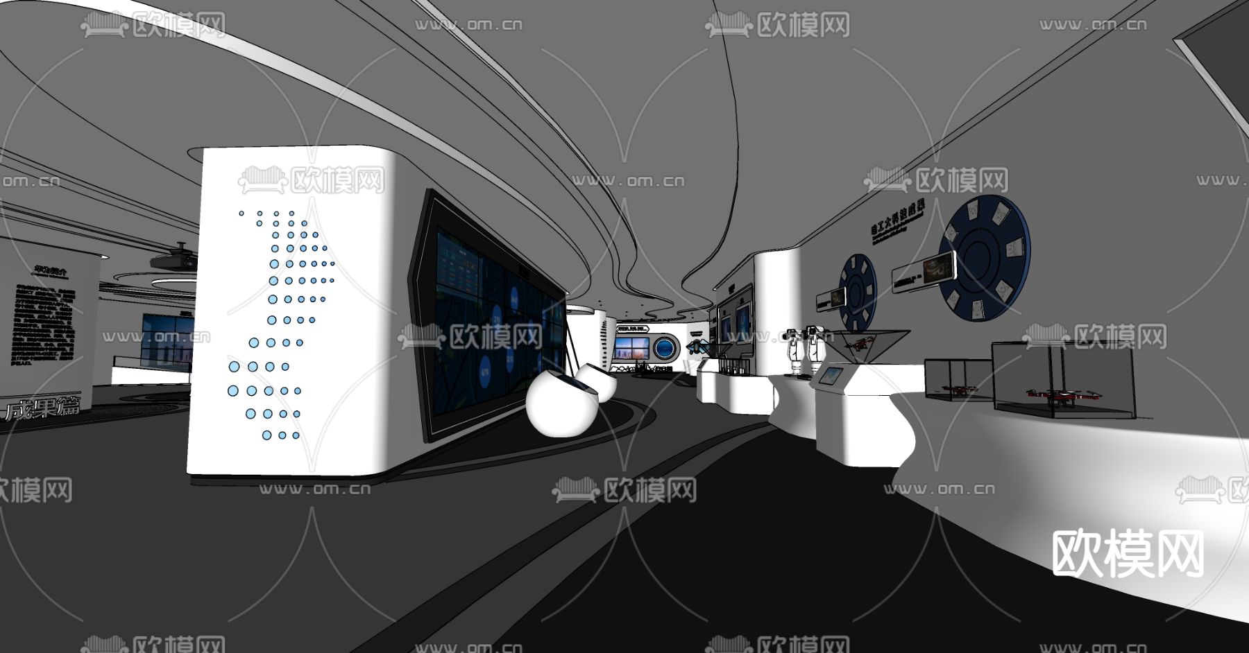 科技展厅su模型下载（渲染图3）