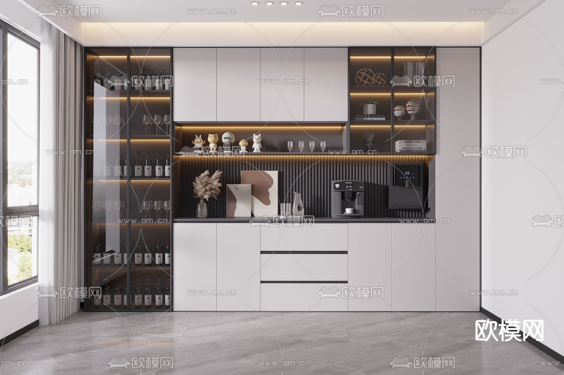 现代酒柜3d模型下载