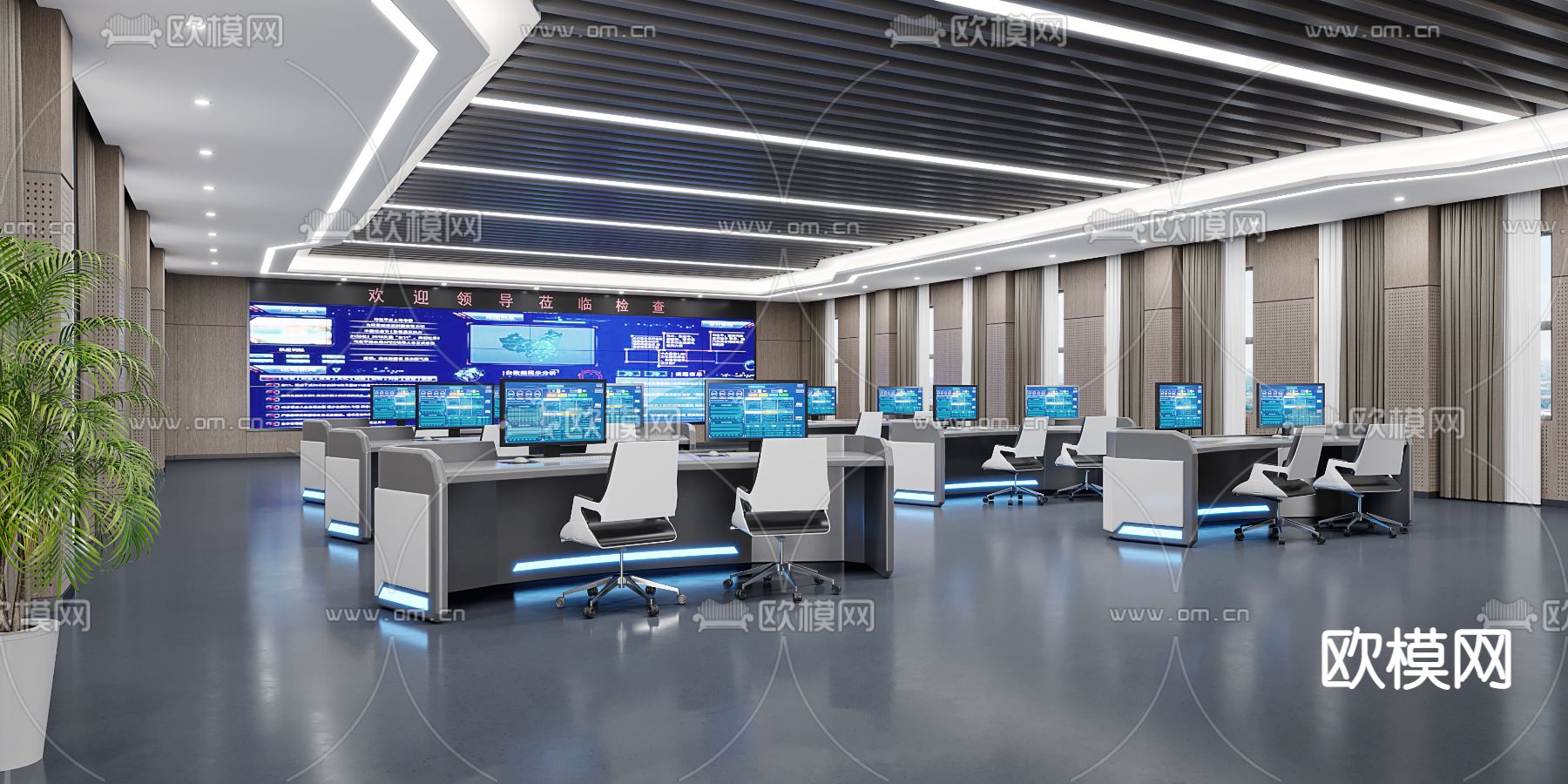 指挥室 监控室3d模型下载