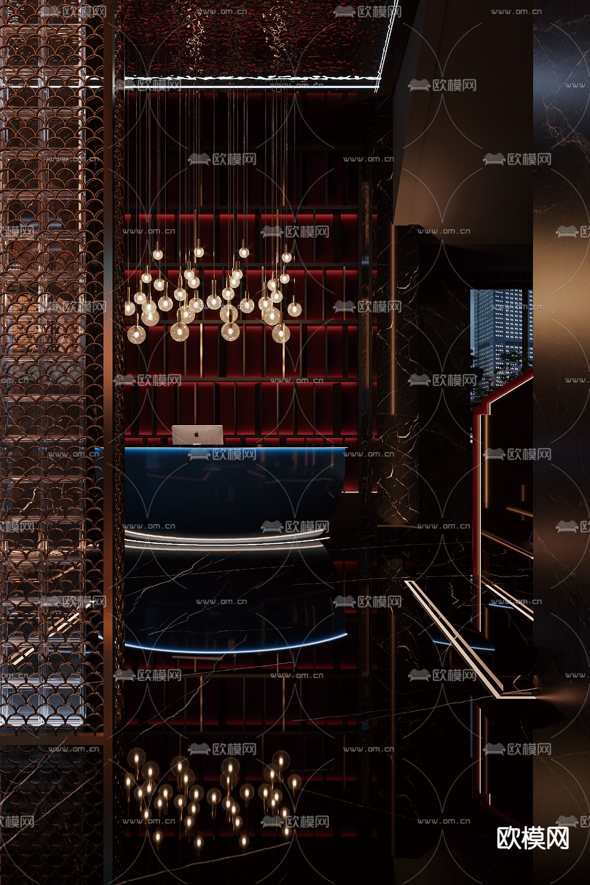 轻奢自助餐厅3d模型下载（渲染图5）