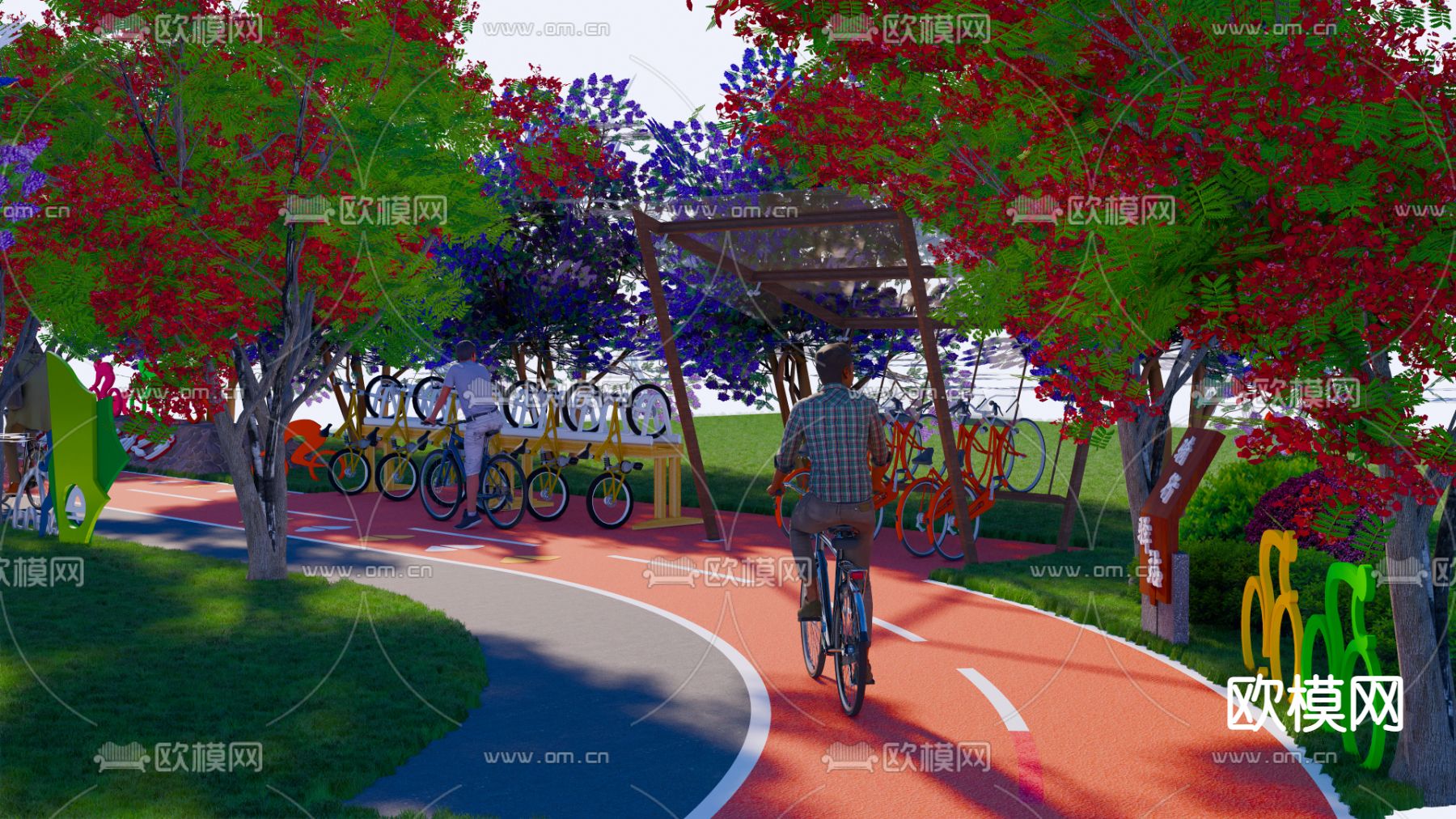 绿道健身步道su模型