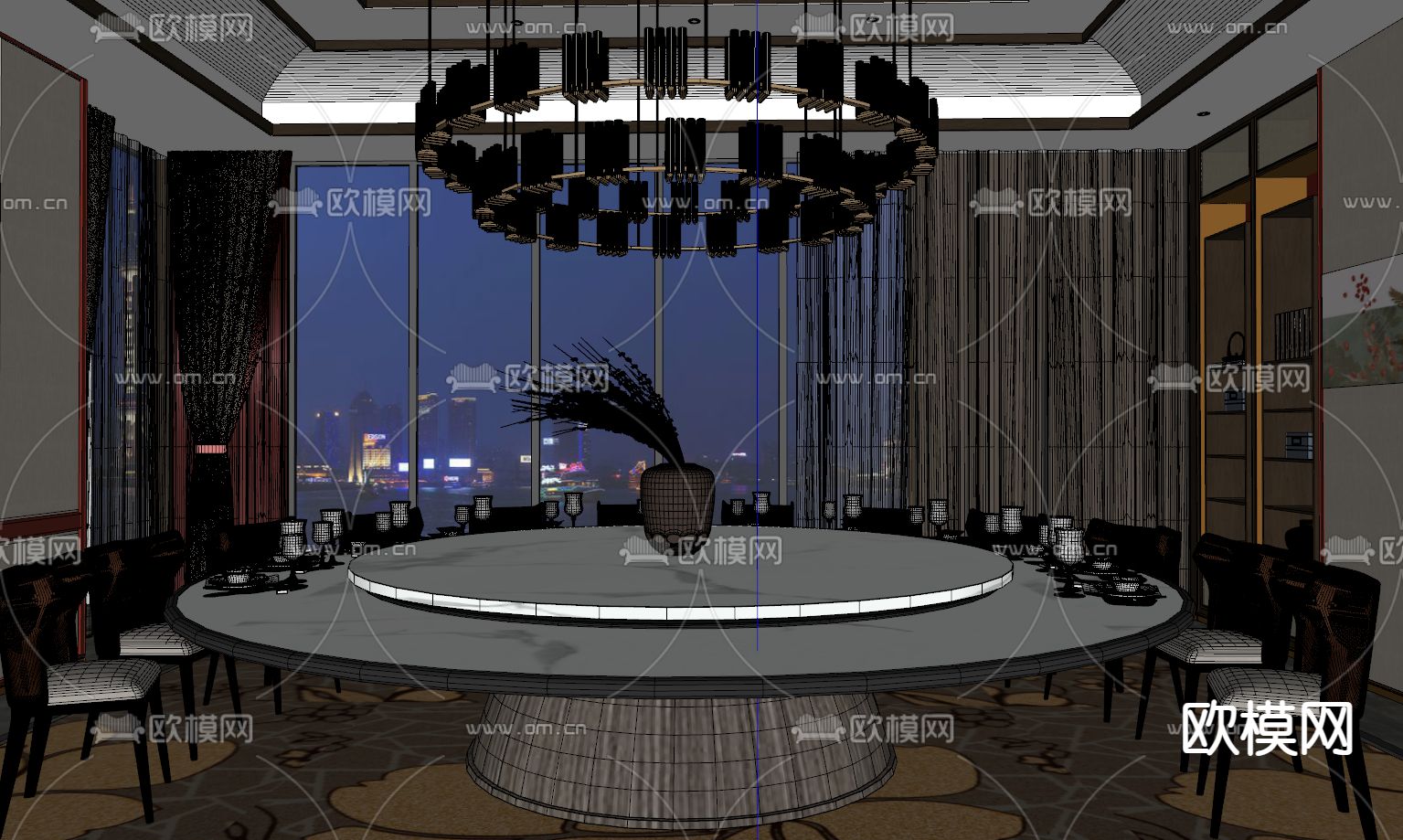 中餐厅包间 包房 包厢su模型下载（渲染图2）