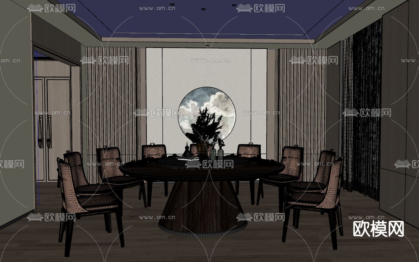 中餐厅包间 包房 包厢su模型下载（渲染图2）