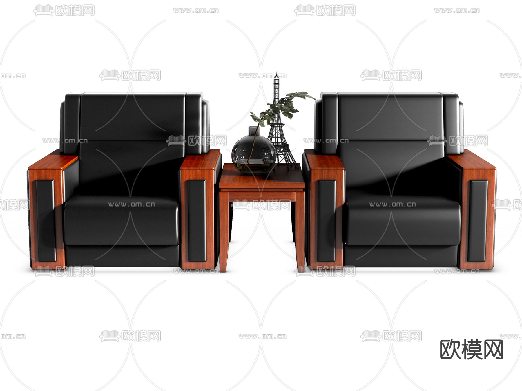 办公沙发  贵宾沙发 接待沙发3d模型下载（渲染图2）