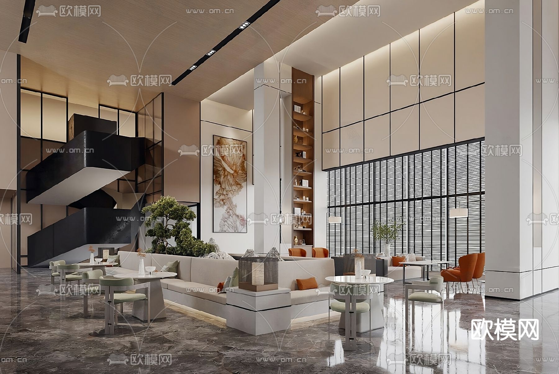 售楼部洽谈区su模型下载（渲染图1）