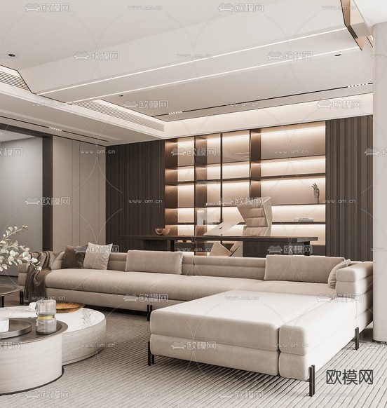 现代客厅3d模型下载(渲染图4)