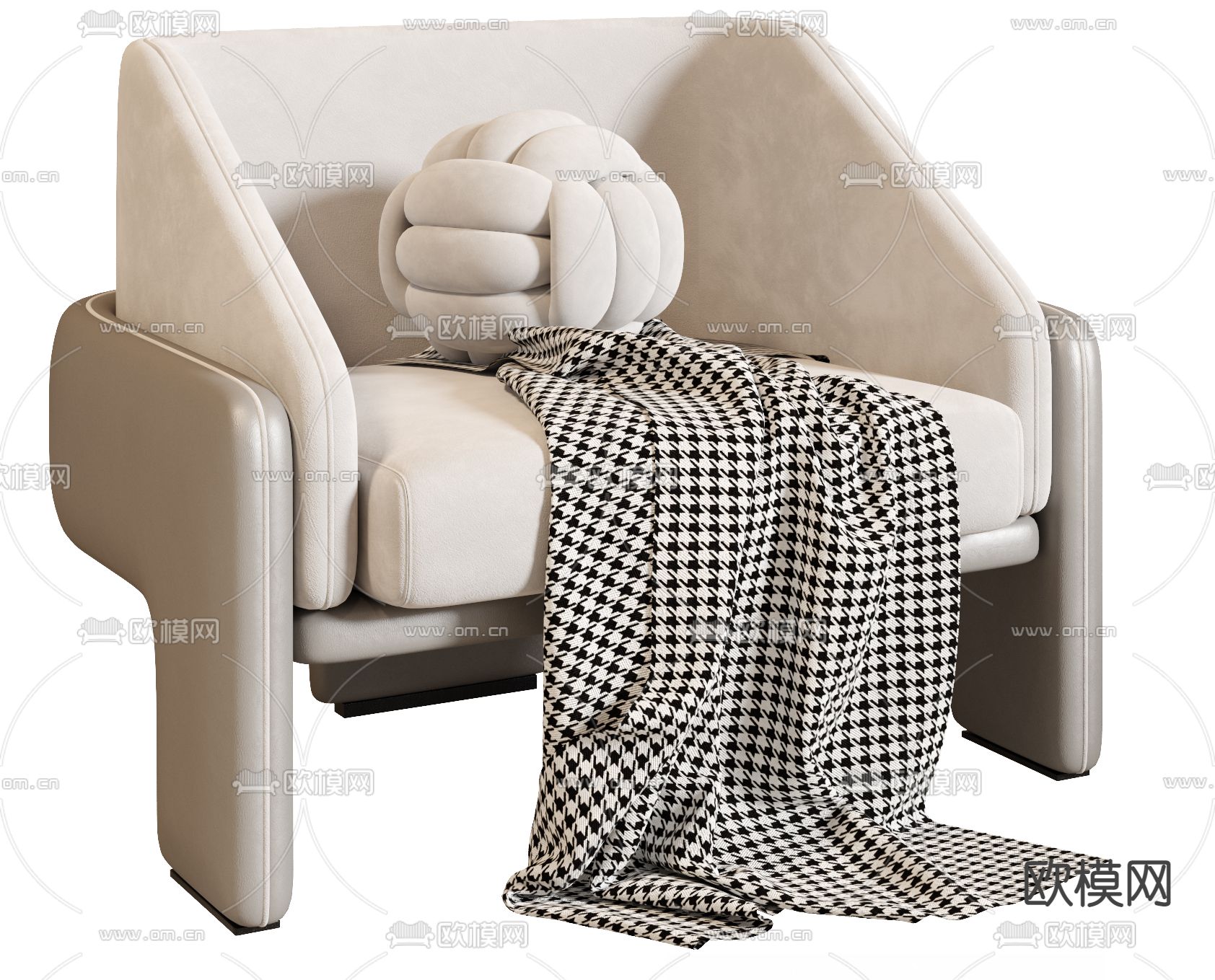 单人沙发3d模型下载（渲染图3）