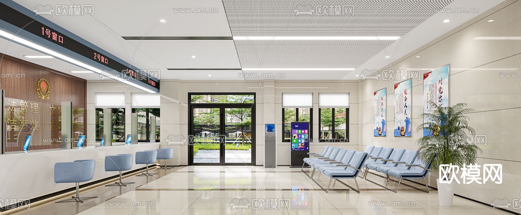公安局 办事大厅3d模型下载_ID13056926_3dmax免费模型-欧模网