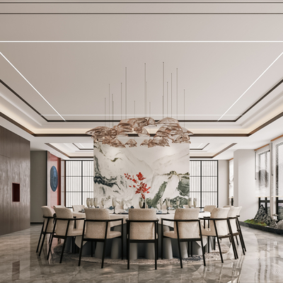  中餐厅包间 包房包厢su模型 