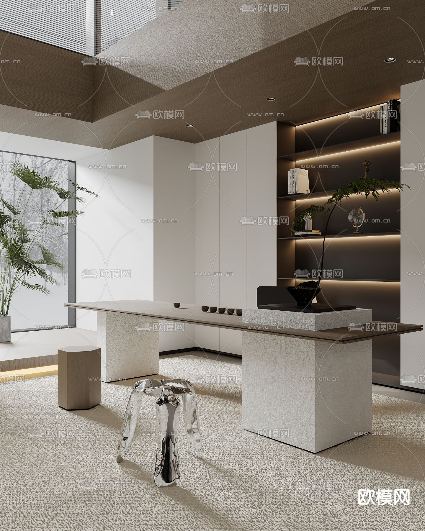 别墅客厅 别墅大堂3d模型下载（渲染图6）