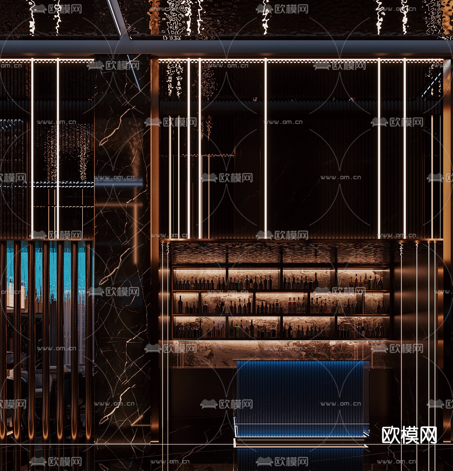 轻奢自助餐厅3d模型下载（渲染图7）