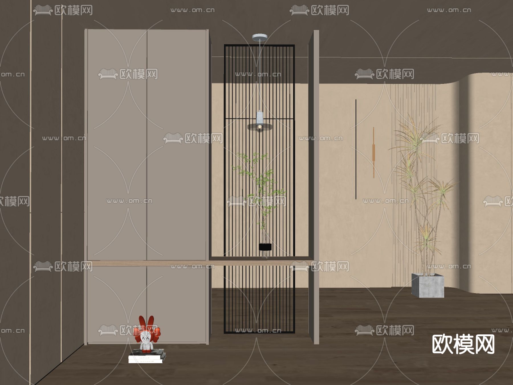 玄关屏风 隔断su模型下载（渲染图2）