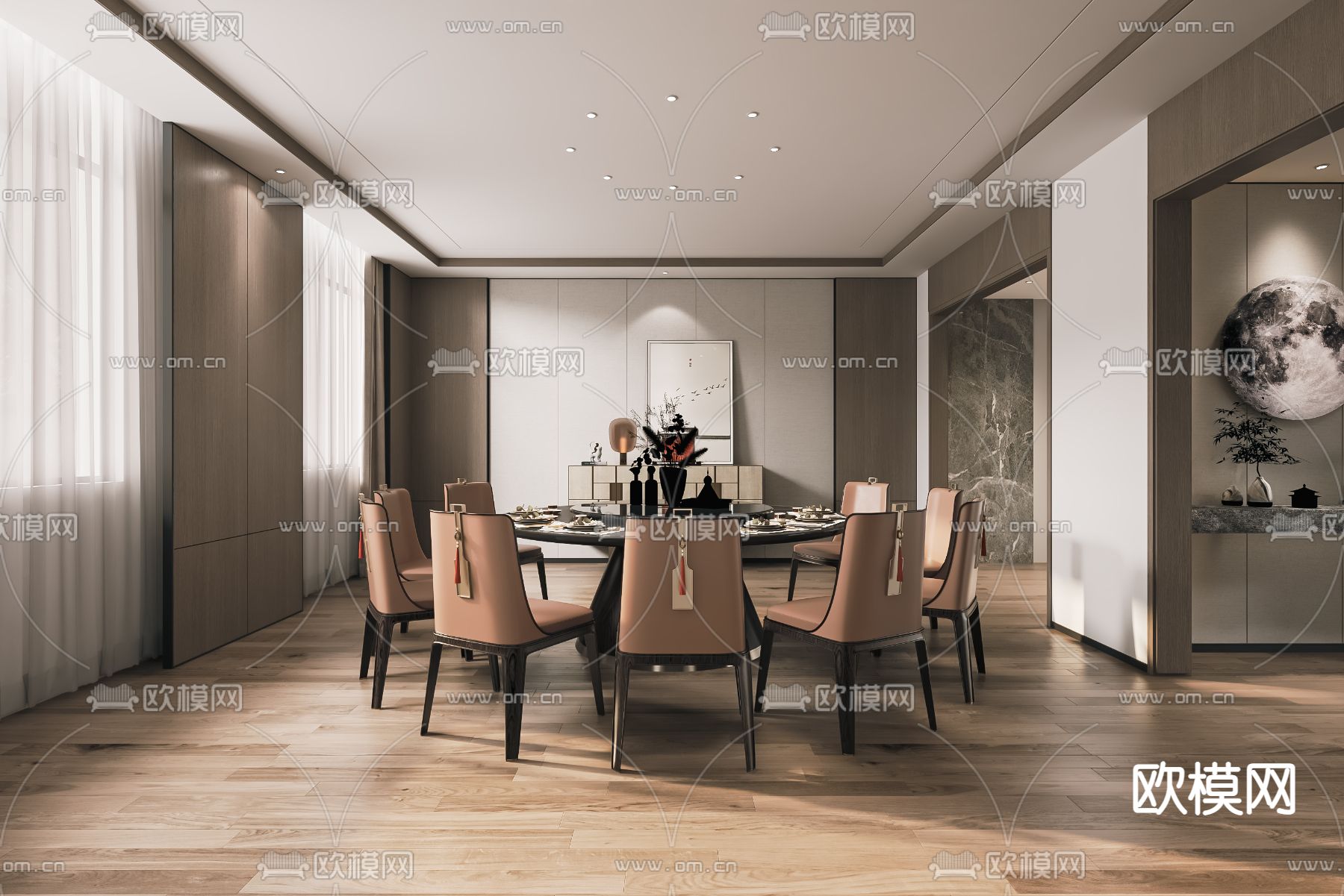 中餐厅包间 包房 包厢su模型下载（渲染图1）