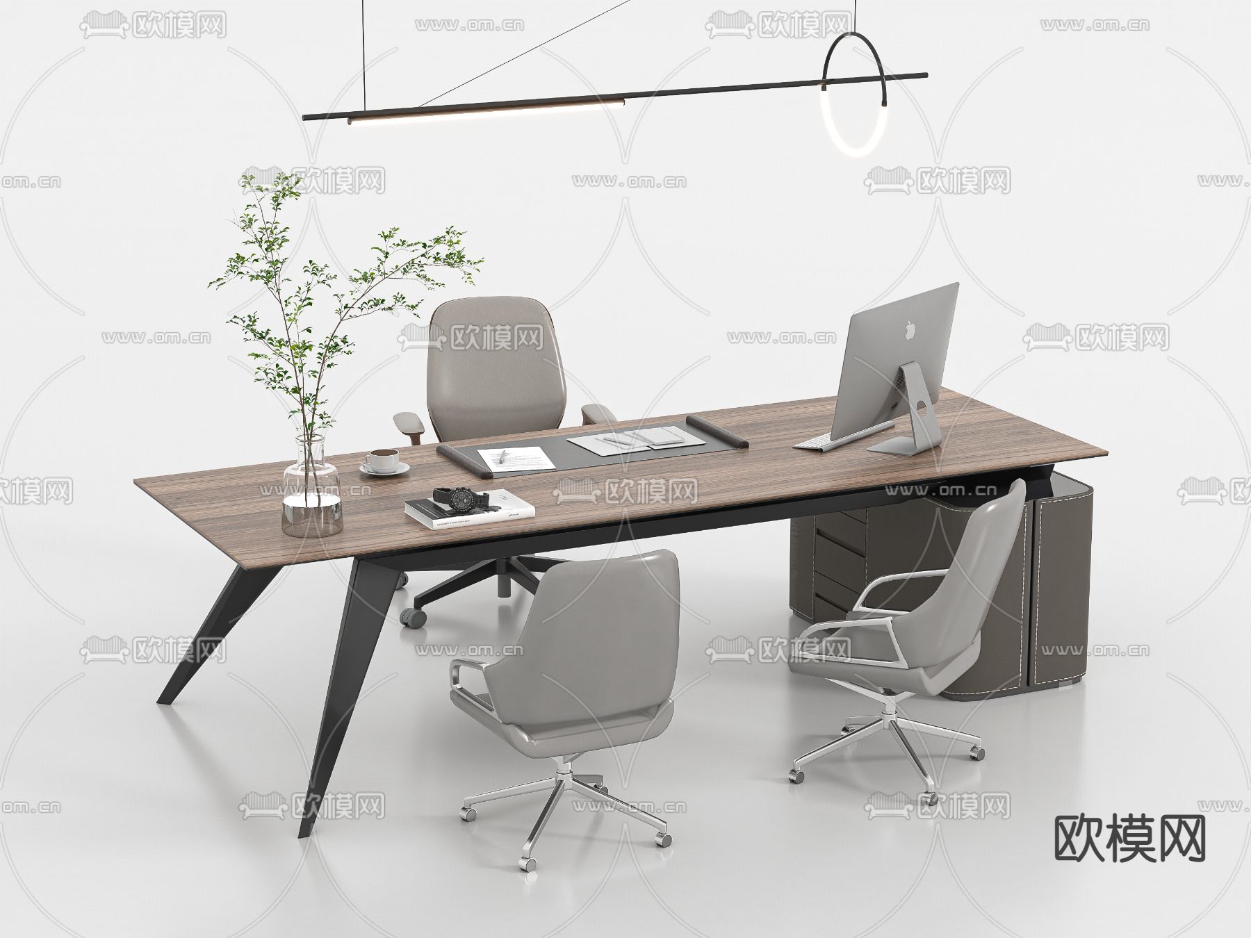 办公桌椅 班台桌椅su模型下载（渲染图1）