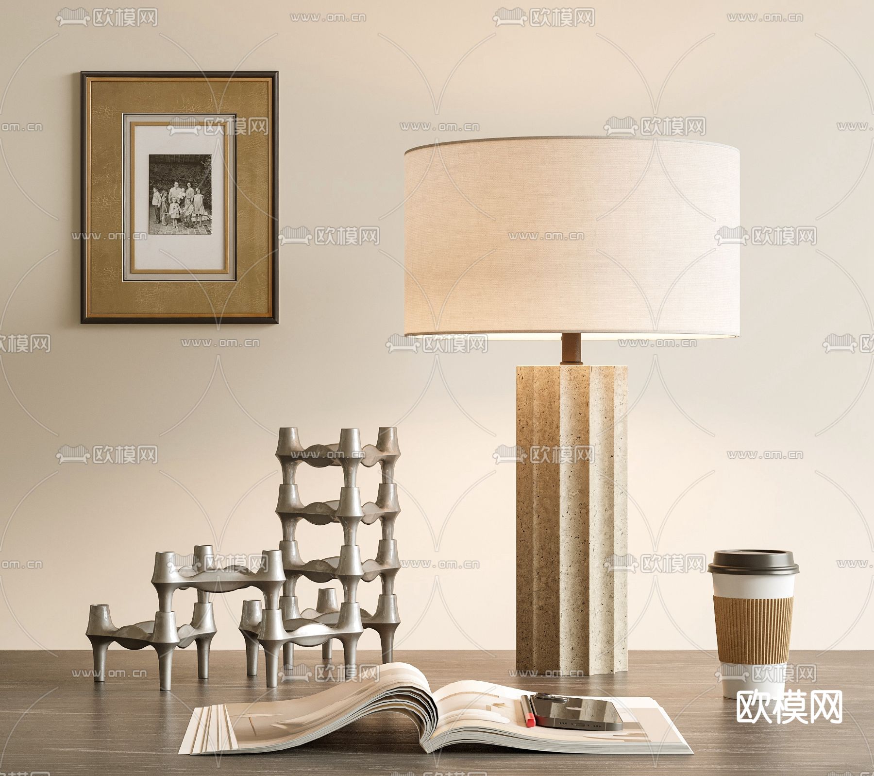 Areti 侘寂风台灯su模型下载（渲染图1）