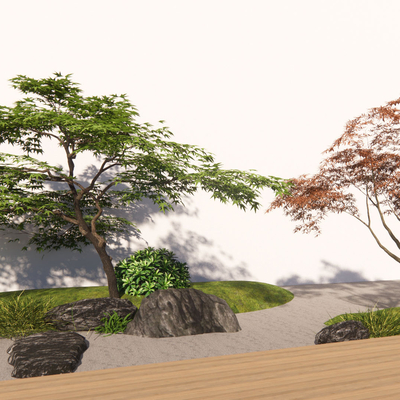  现代庭院树 红枫树su模型 