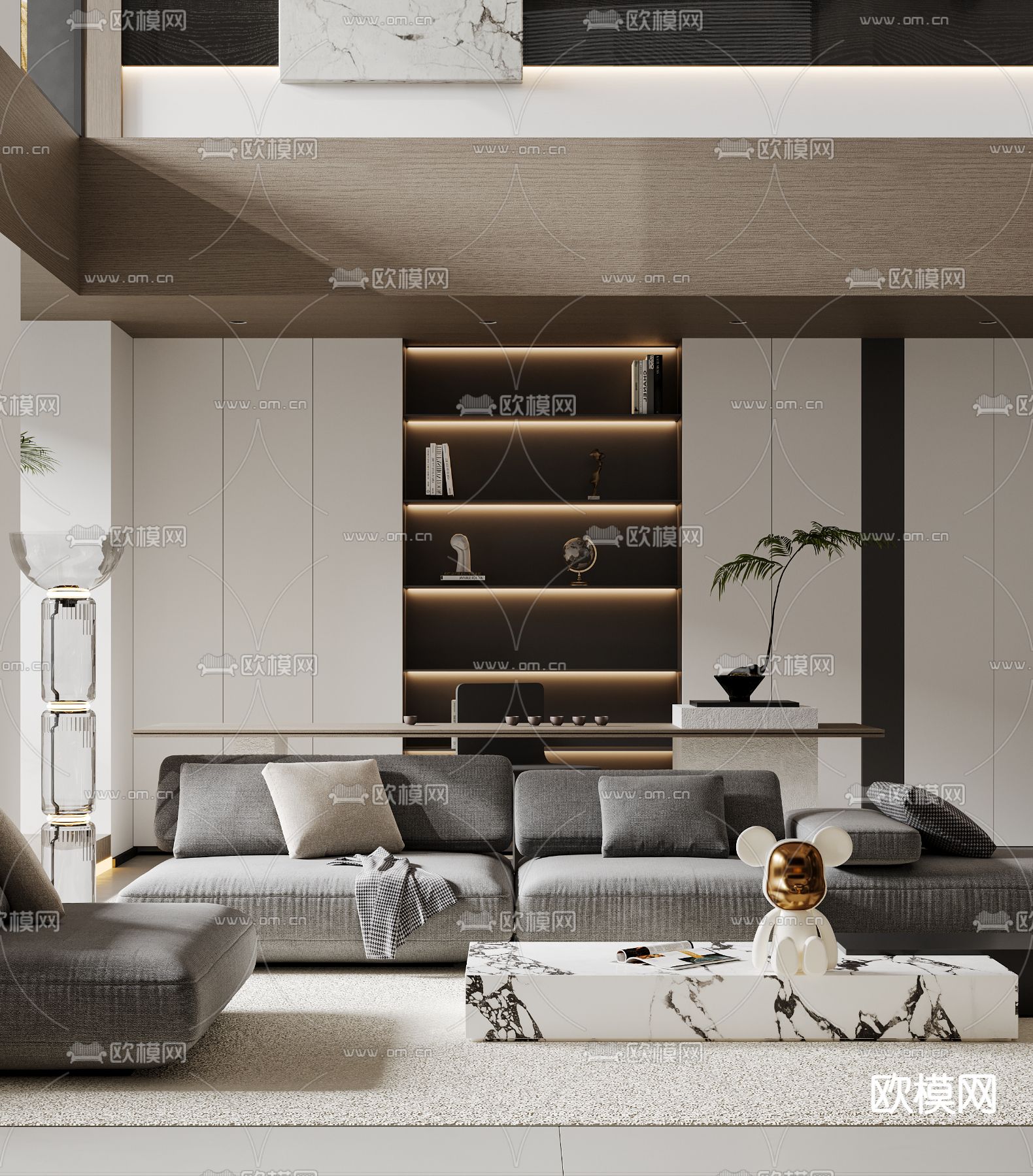 别墅客厅 别墅大堂3d模型下载（渲染图5）