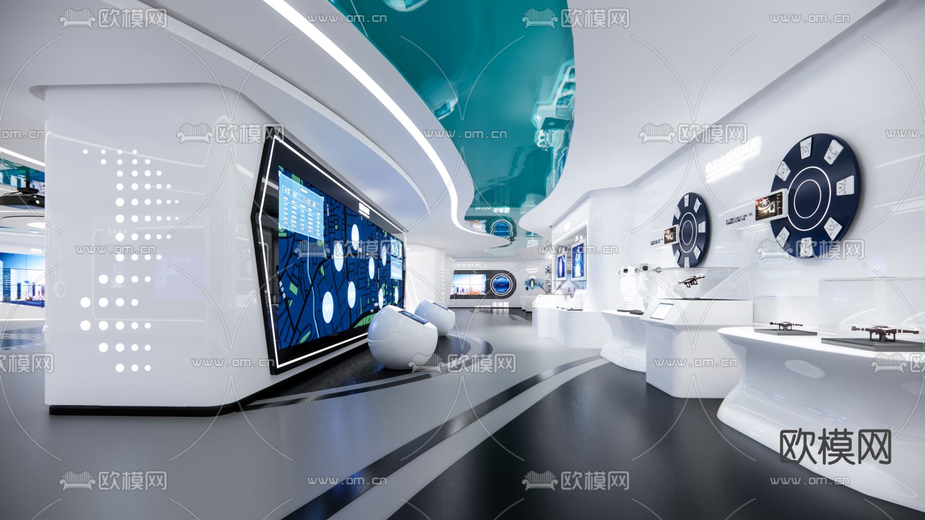 科技展厅su模型下载（渲染图1）