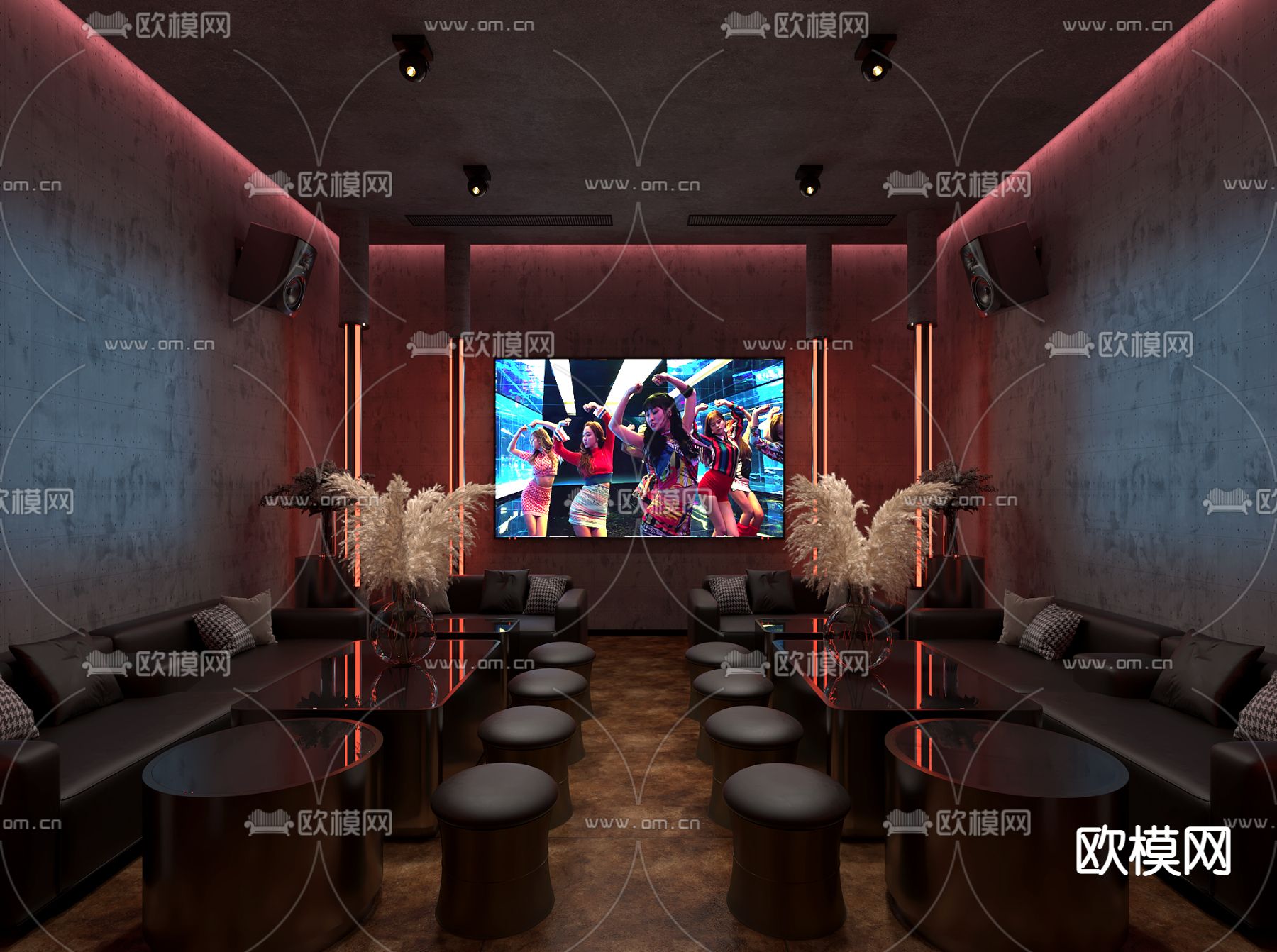 工业风KTV免费3d模型下载