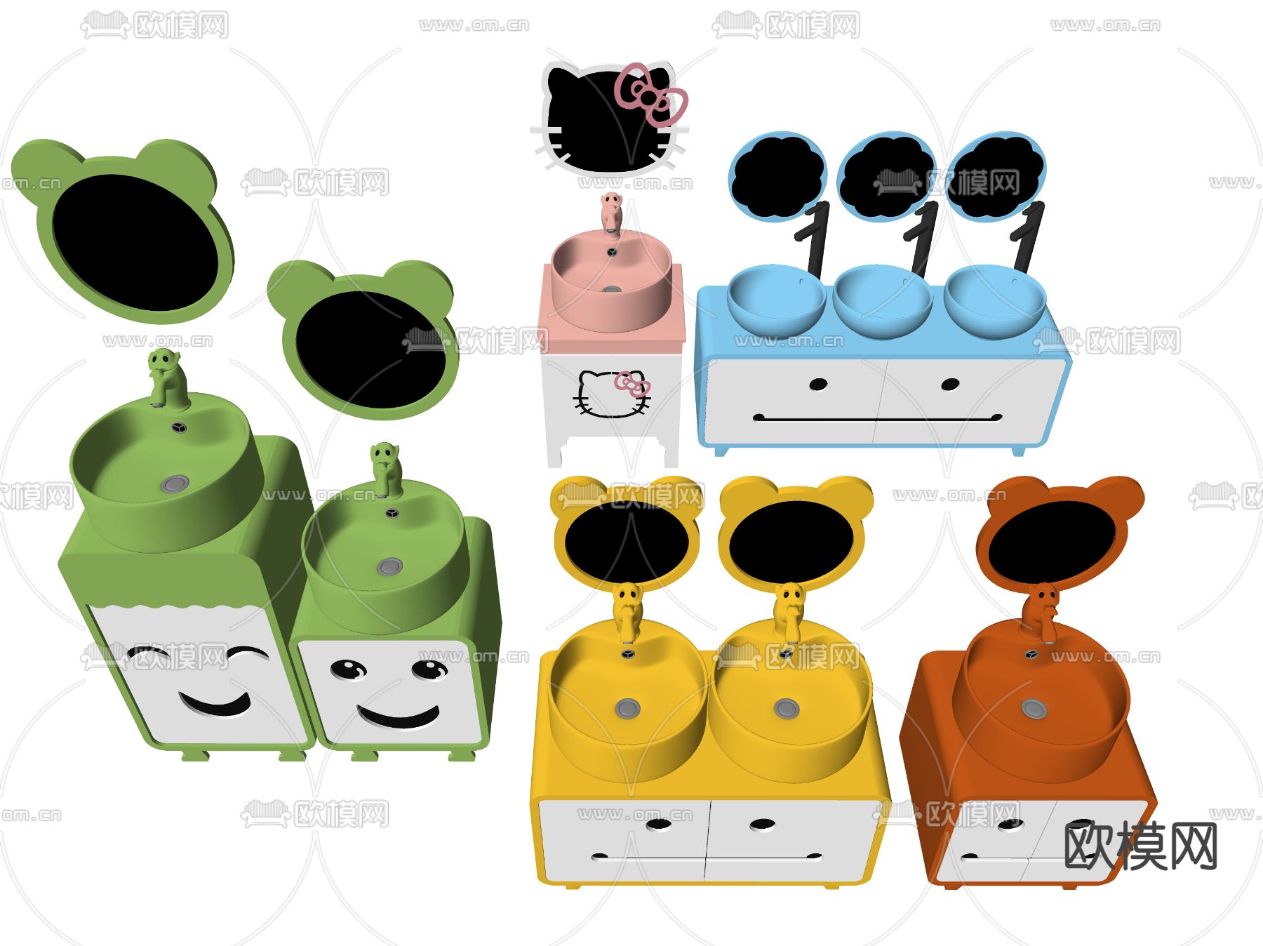 现代儿童洗手台su模型下载（渲染图2）
