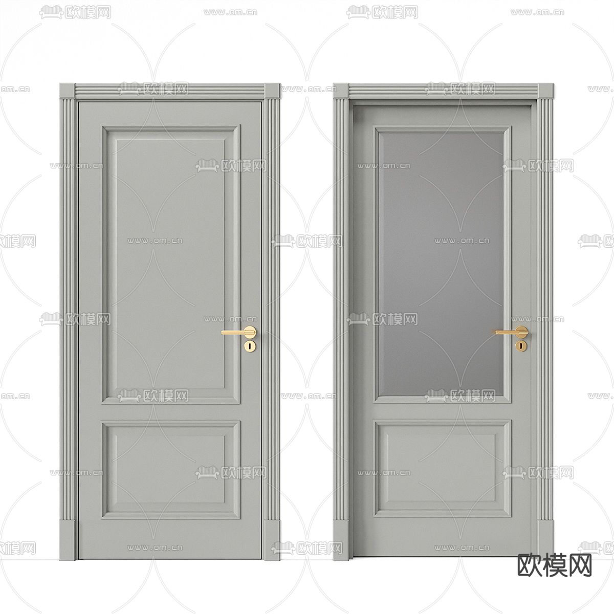 法式门 单开门 房门3d模型下载_ID14003325_3dmax免费模型-欧模网