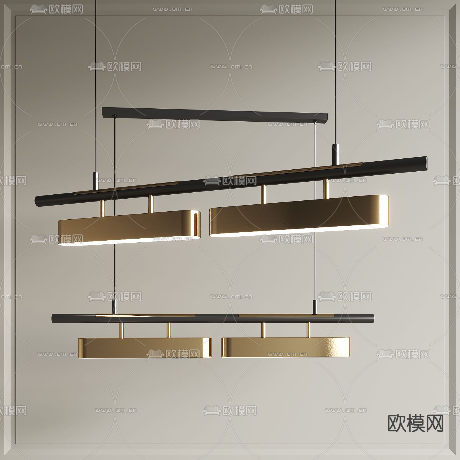 轻奢吊灯 长条吊灯3d模型下载