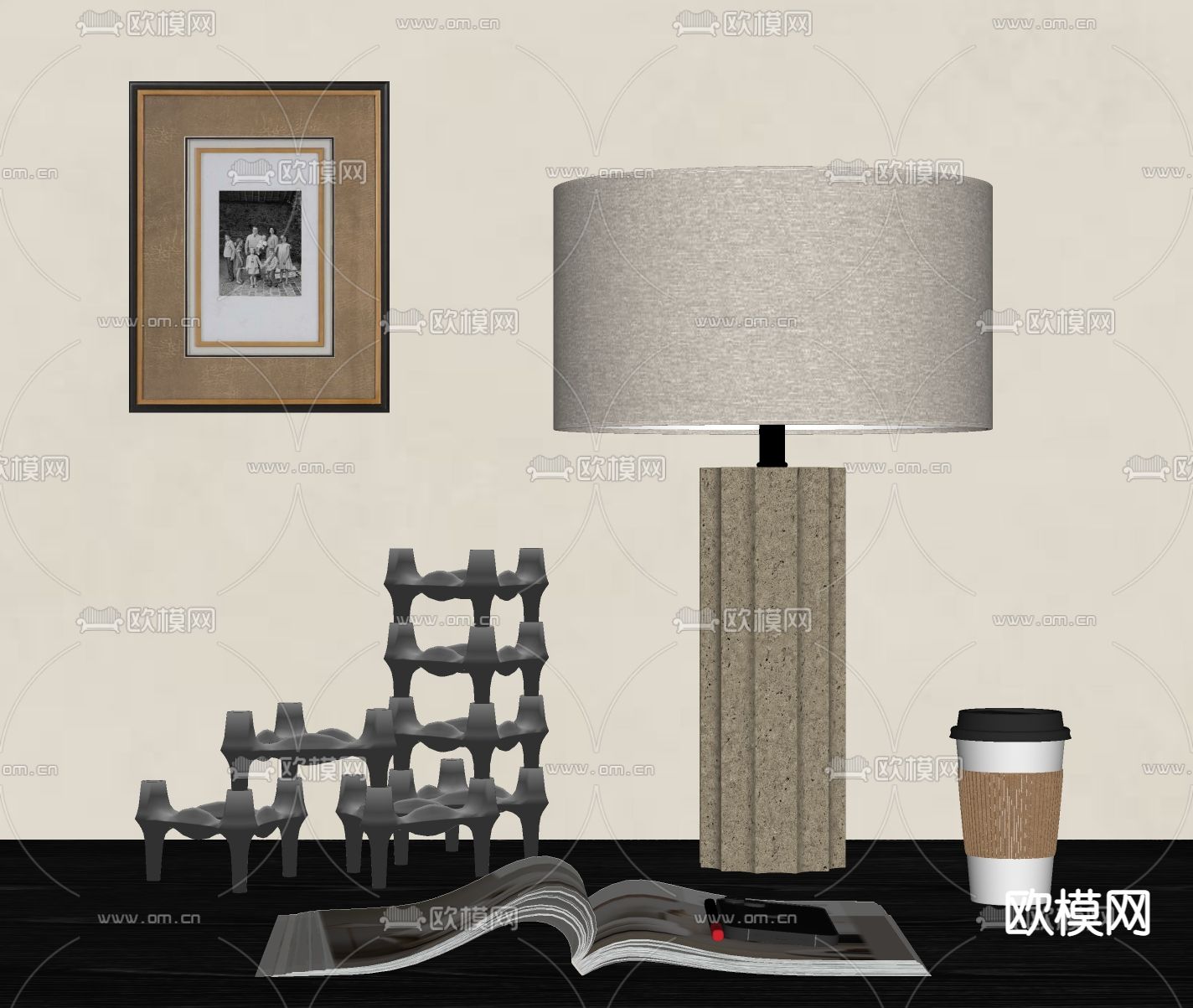 Areti 侘寂风台灯su模型下载（渲染图2）