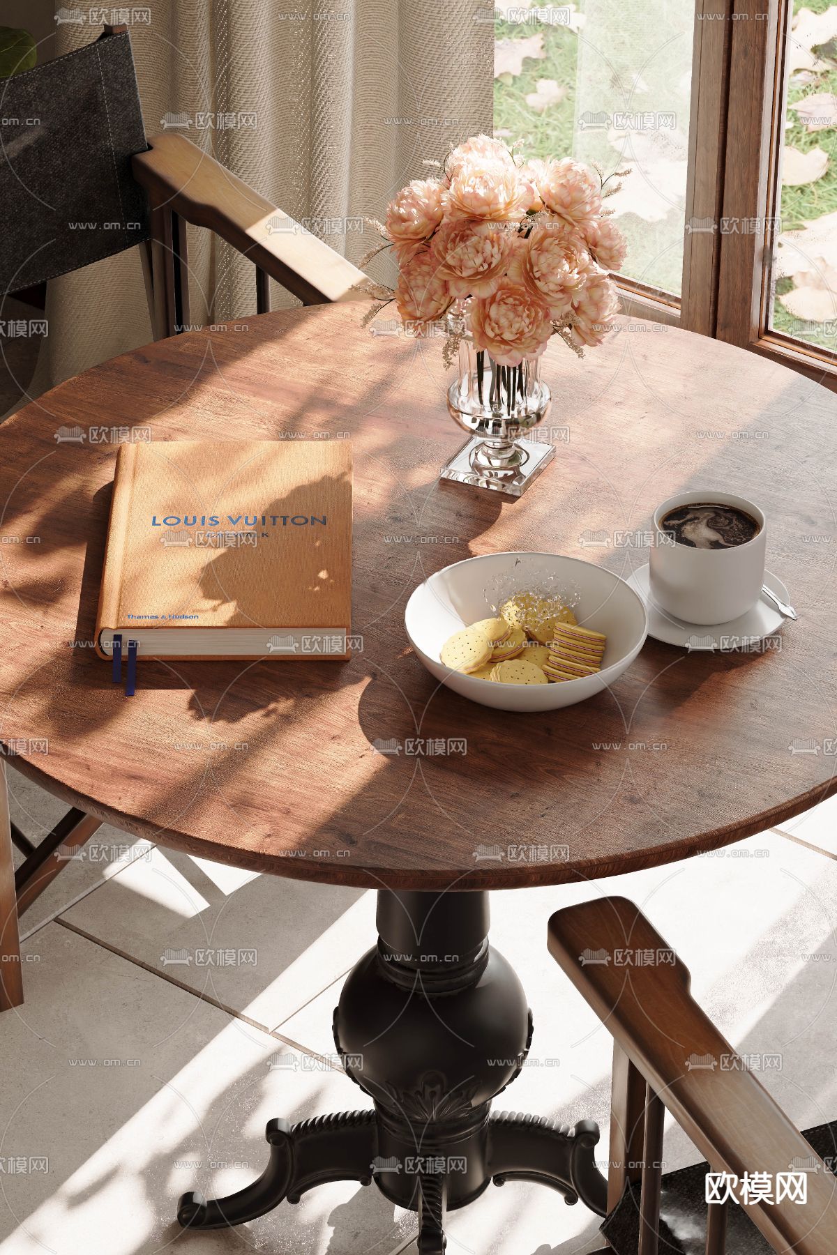 简美休闲桌椅3d模型下载（渲染图2）