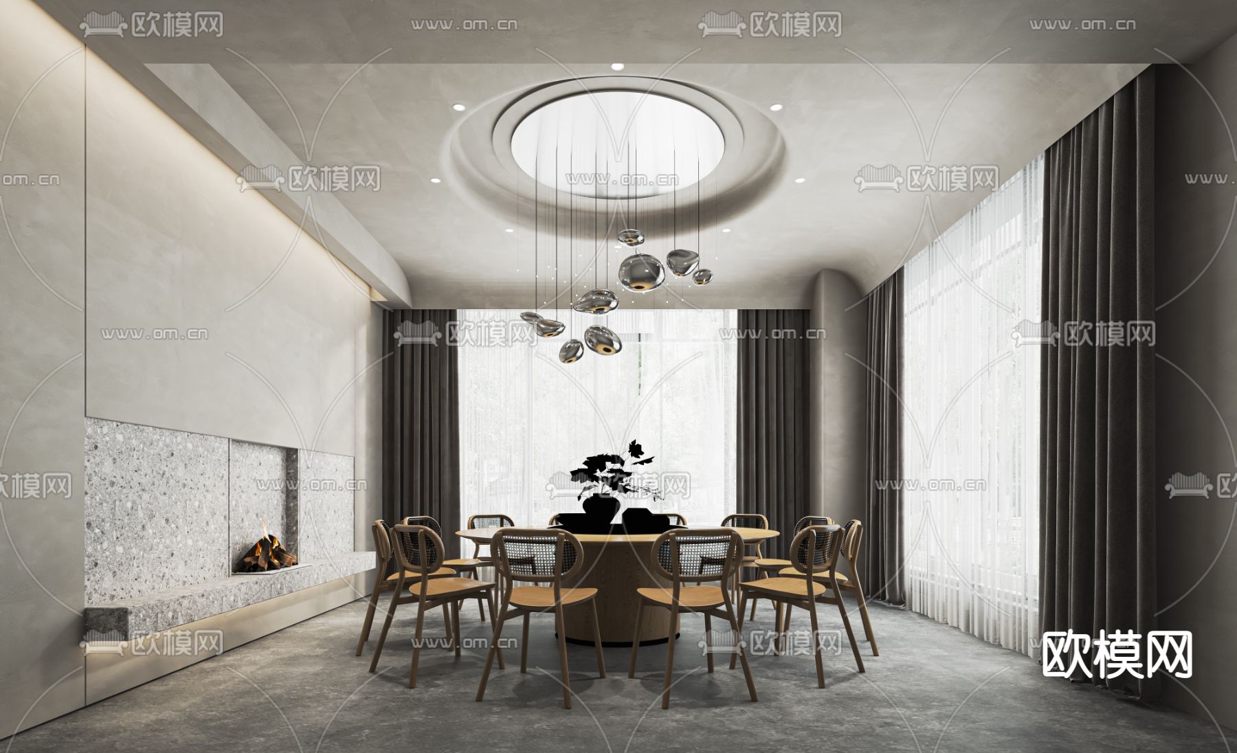 中餐厅包间 包房 包厢su模型