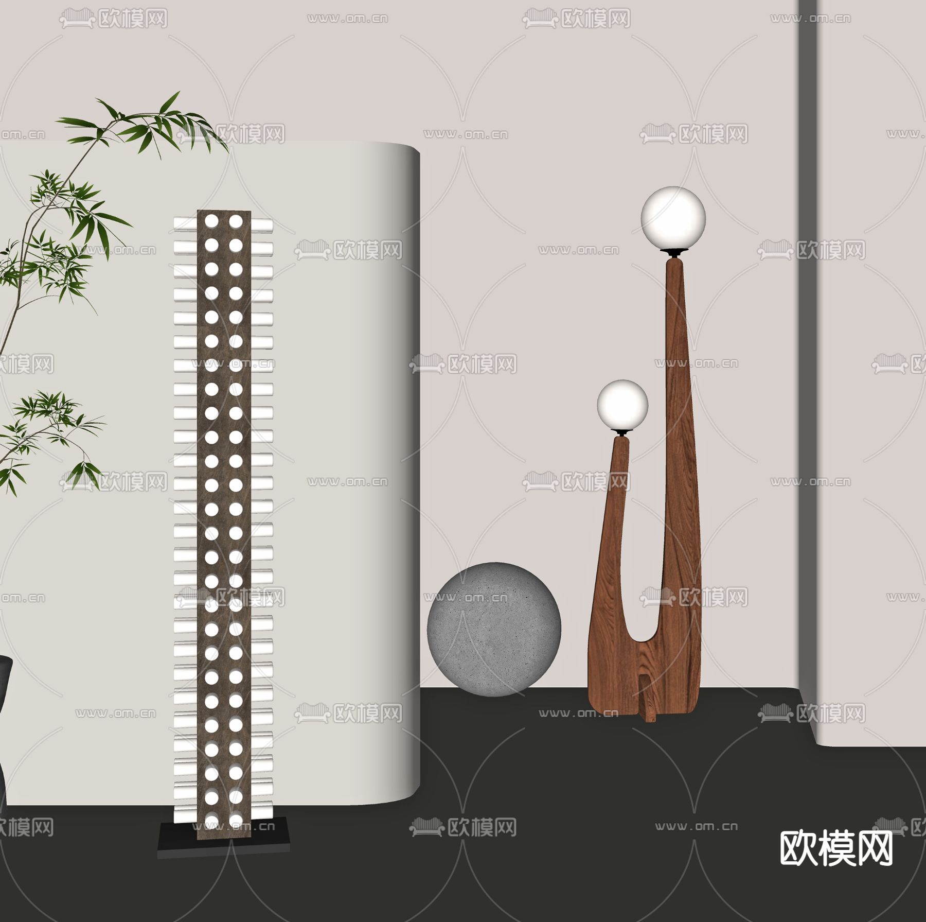 侘寂落地灯su模型下载（渲染图2）