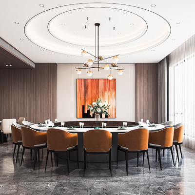  现代餐厅包房su模型 