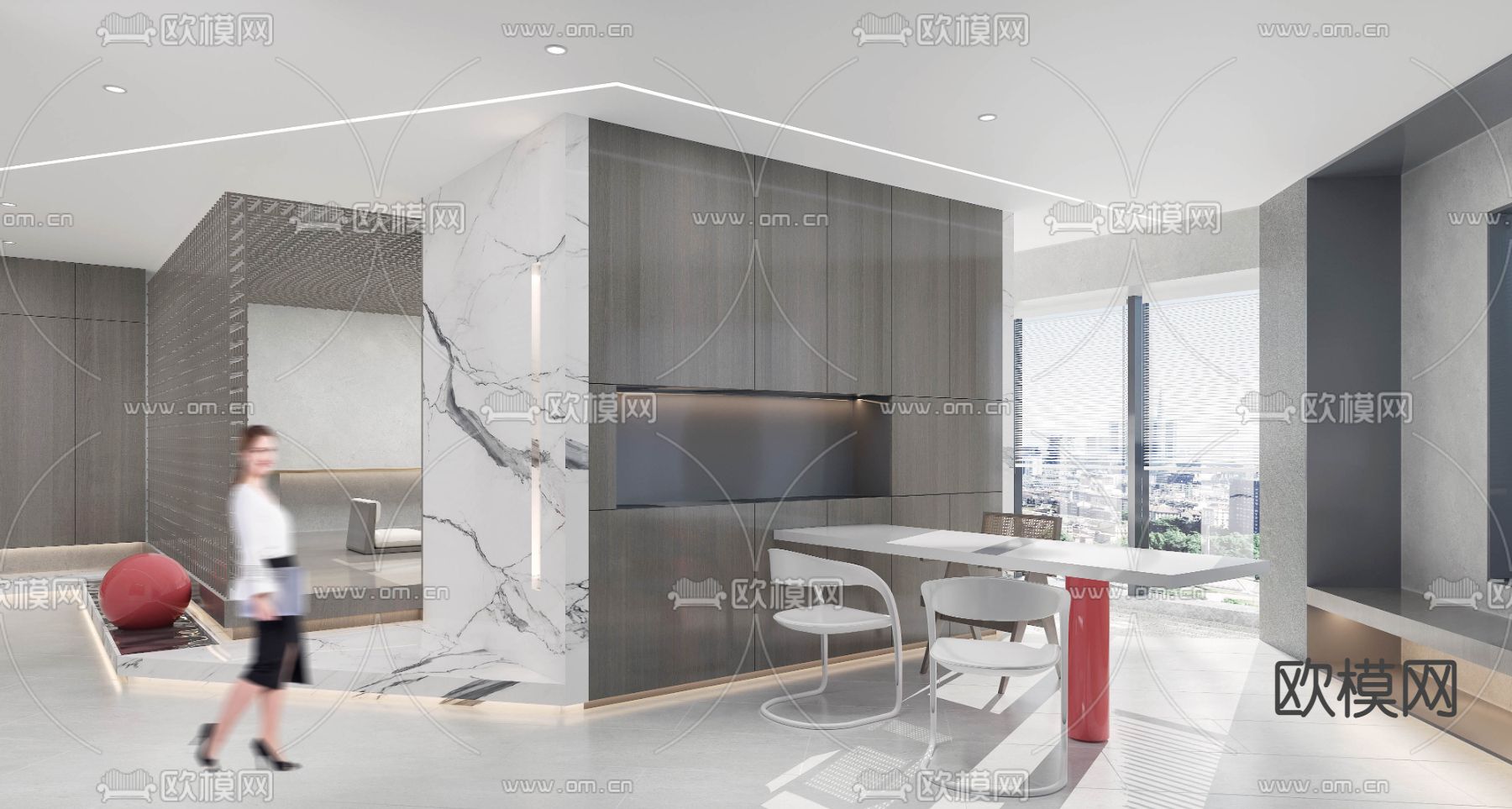 公司休息区免费3d模型下载（渲染图1）