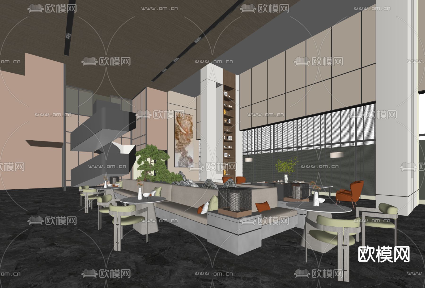 售楼部洽谈区su模型下载（渲染图2）