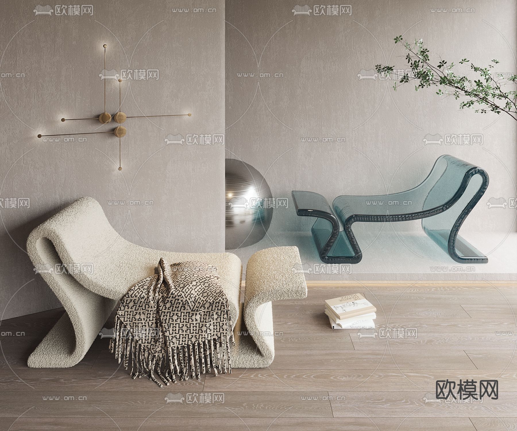 躺椅su模型下载（渲染图1）