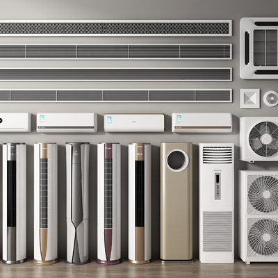  立式空调 挂式空调 中央空调su模型 