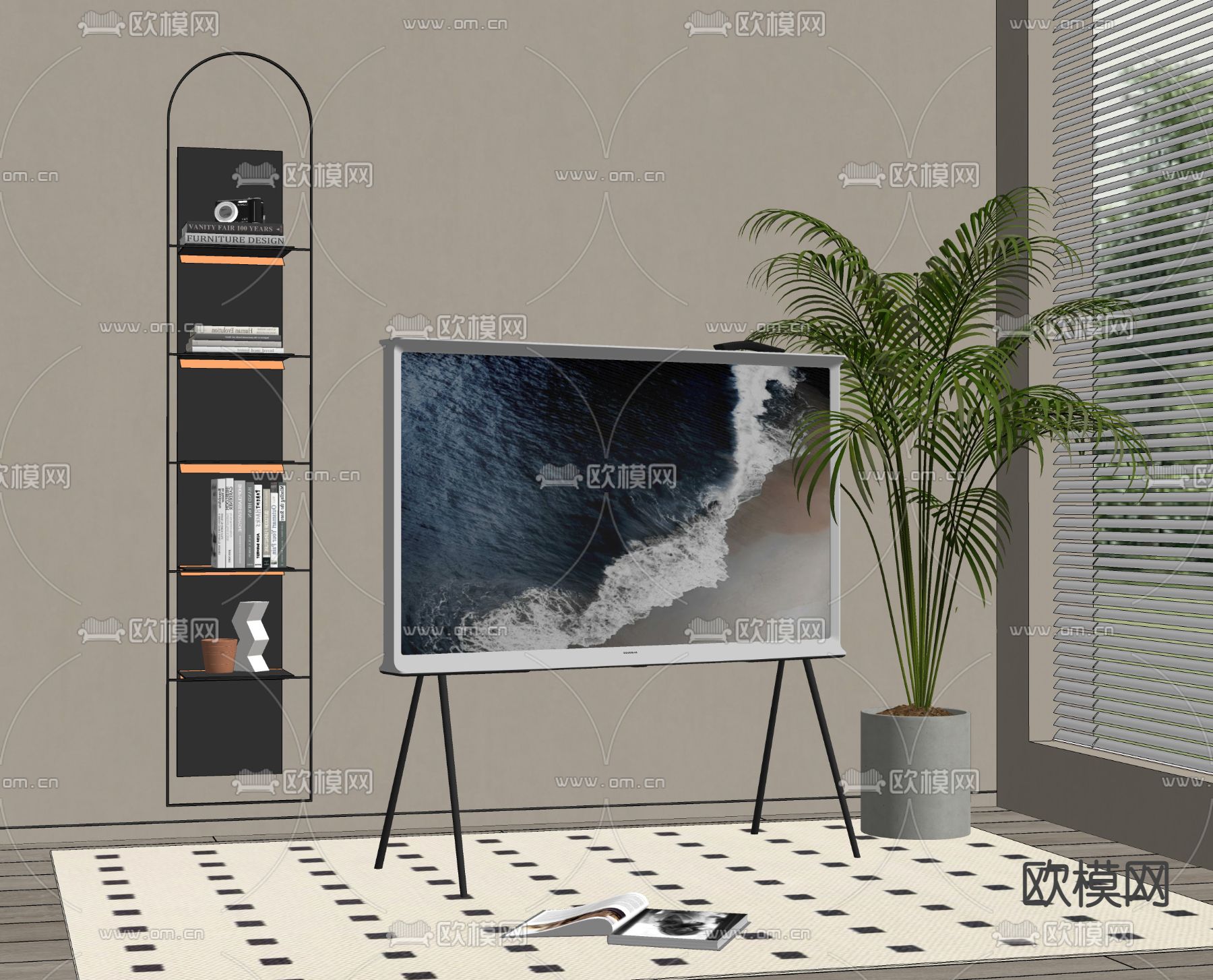 电视机su模型下载（渲染图2）