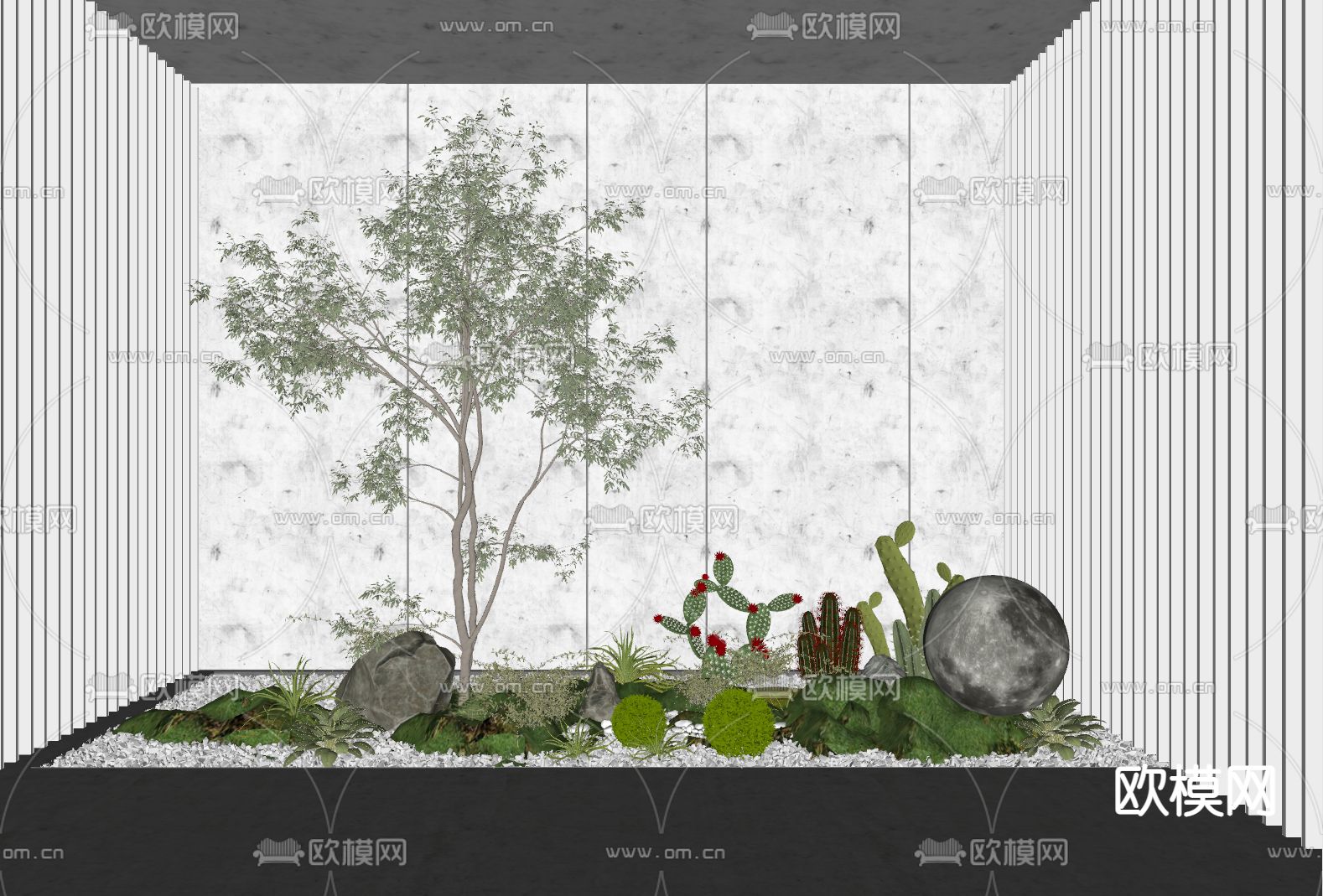 现代苔藓 植物堆su模型下载（渲染图2）