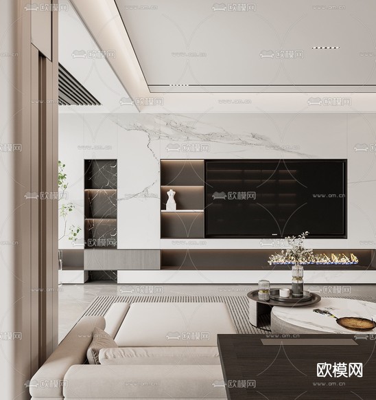现代客厅3d模型下载(渲染图5)